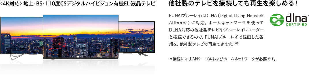 〈4K対応〉地上･BS･110度CSデジタルハイビジョン有機EL･液晶テレビ 他社製のテレビを接続しても再生を楽しめる！