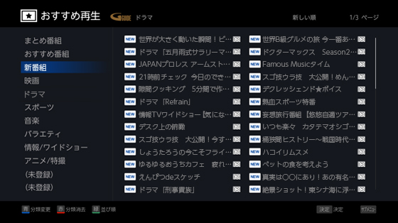 おすすめ再生一覧表示