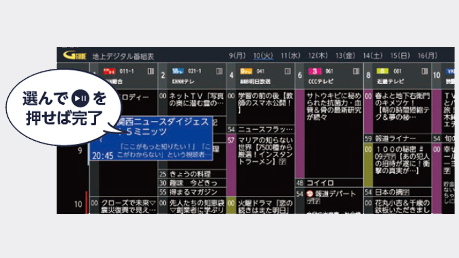 一発予約でかんたん録画